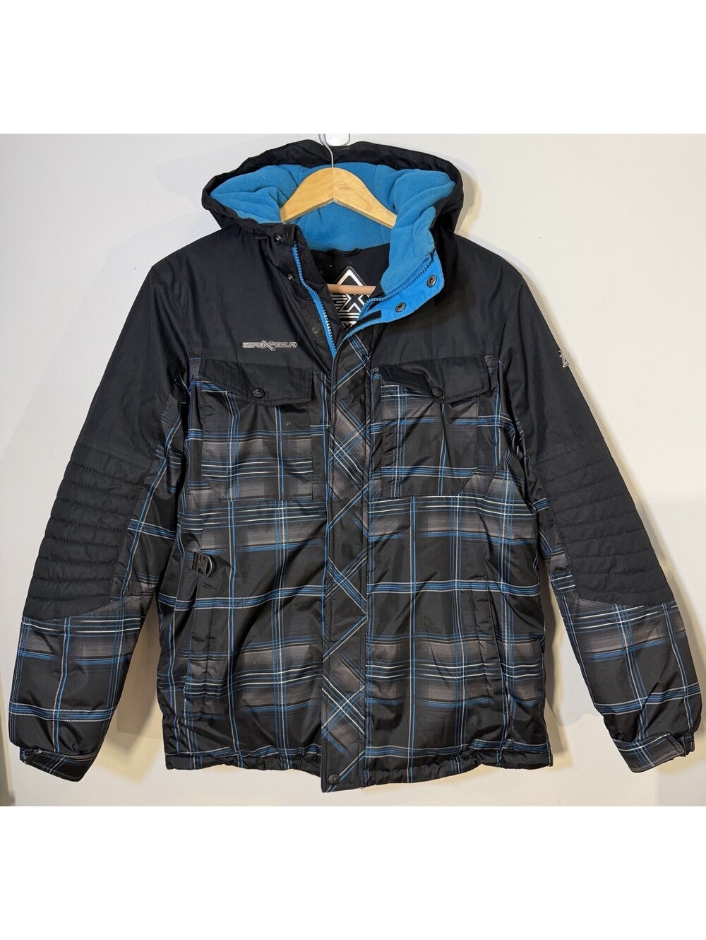 ZeroXposure Boys XL 18/20 Winter Ski Jacket Insulated Heavy Coat EUC Black Plaid
